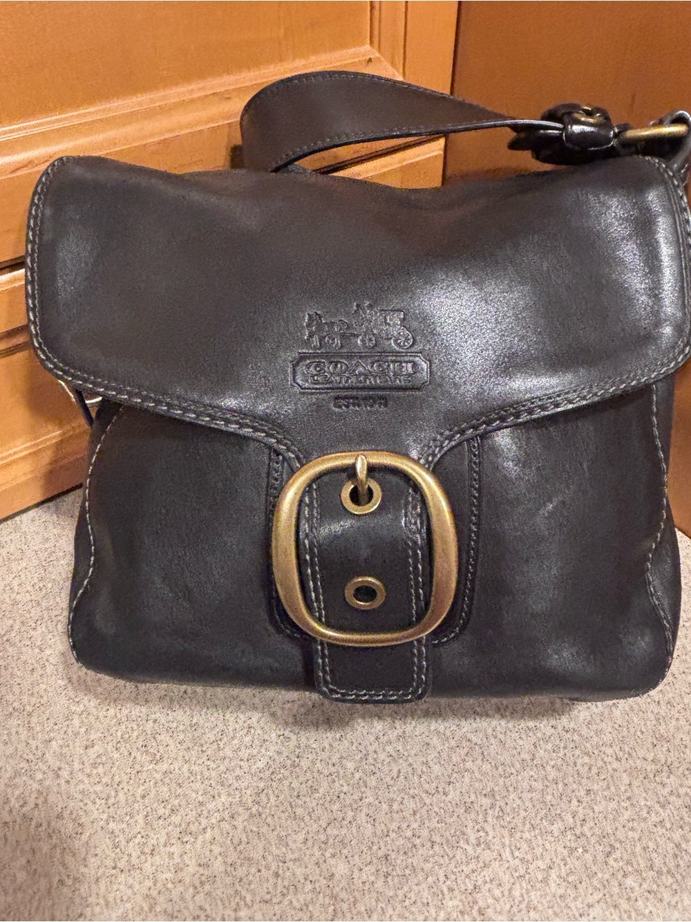 2007 Coach Legacy Bleecker Tattersall Flap Shoulder Bag
Black Leather Y2K